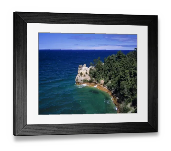 Framed Print : USA, Michigan, Pictured Rocks NL. Miners Point, in the Michigans Upper Peninsula Framed Print : USA, Michigan, Pictured Rocks NL. Miners Point, in the Michigans Upper Peninsula