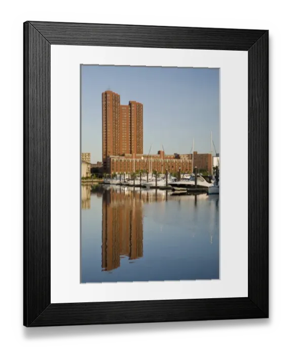 Framed Print : USA, MD, Baltimore. The Intercontinental Hotel reflected in Baltimores Inner Harbor Framed Print : USA, MD, Baltimore. The Intercontinental Hotel reflected in Baltimores Inner Harbor