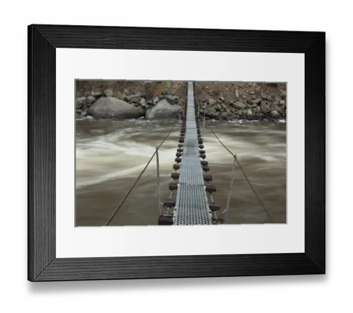 Framed Print : USA, Idaho, Smiths Ferry, Footbridge over rapids on Payette River Framed Print : USA, Idaho, Smiths Ferry, Footbridge over rapids on Payette River