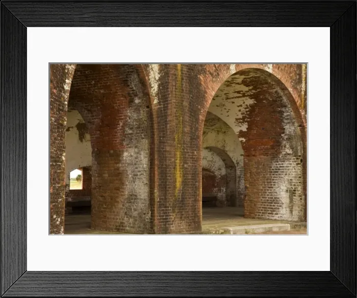Framed Print : USA; Georgia; Savannah; Arches and brick walls at Fort Pulaski National Monument