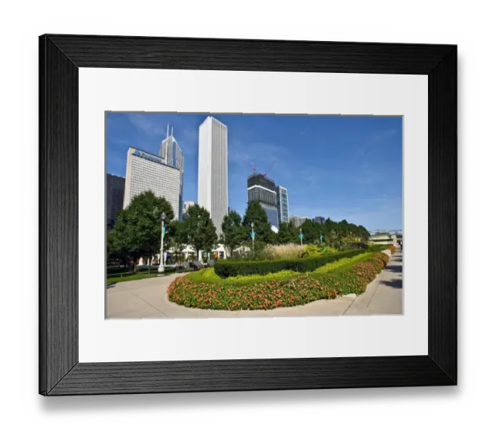 Framed Print : USA, Illinois, Chicago, Cityscapes, Flowered Walkway through Millennium Park framed Framed Print : USA, Illinois, Chicago, Cityscapes, Flowered Walkway through Millennium Park framed