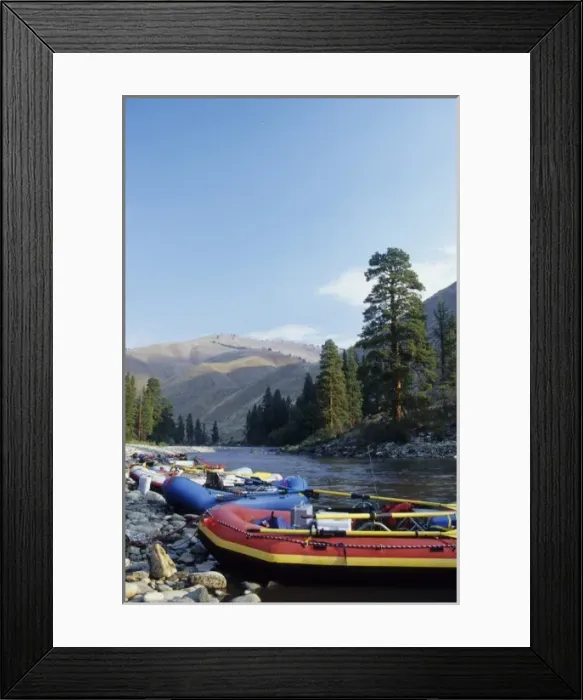 Framed Print : Whitewater rafts at Otter Bar campsite, Middle Fork of the Salmon River, Idaho, United Framed Print : Whitewater rafts at Otter Bar campsite, Middle Fork of the Salmon River, Idaho, United
