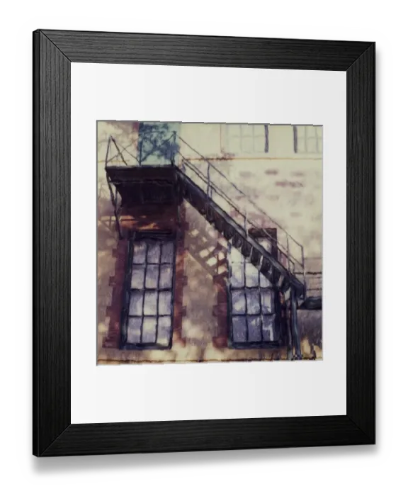 Framed Print : USA, Georgia, Savannah. Fire Escape on Savannah College of Arts. Polaroid SX70 Manipulation Framed Print : USA, Georgia, Savannah. Fire Escape on Savannah College of Arts. Polaroid SX70 Manipulation