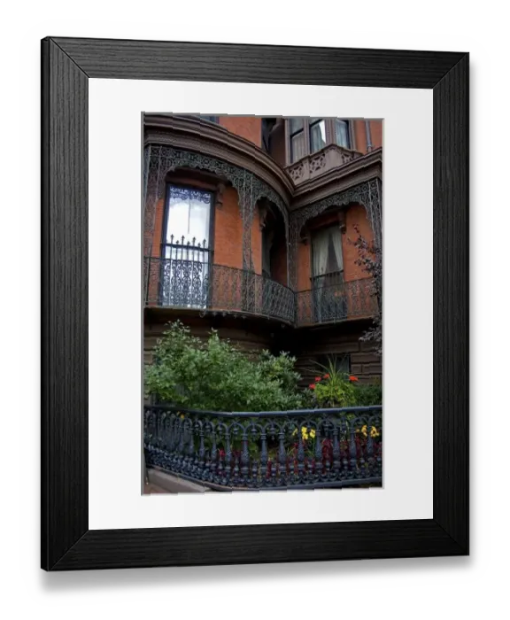 Framed Print : USA, Massachusetts, Boston. Ironwork on brick homes in Bostons historic South