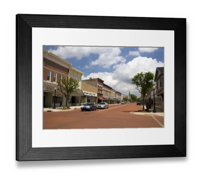 Framed Print : Red brick main street in Ionia, Michigan Framed Print : Red brick main street in Ionia, Michigan