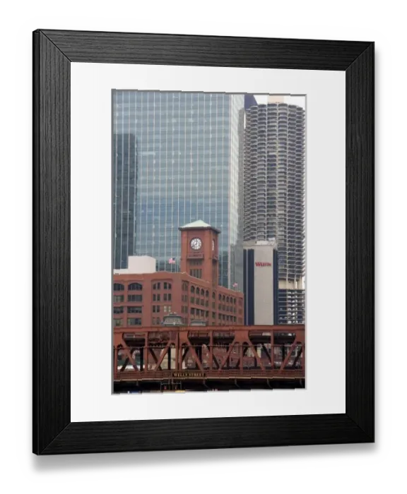 Framed Print : Old and new architecture contrast in Chicago, Illinois Framed Print : Old and new architecture contrast in Chicago, Illinois