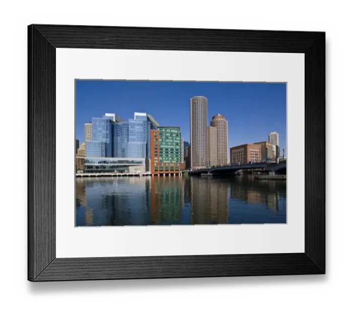 Framed Print : USA, Massachusetts, Boston. Waterfront buildings by Moakley Bridge Framed Print : USA, Massachusetts, Boston. Waterfront buildings by Moakley Bridge