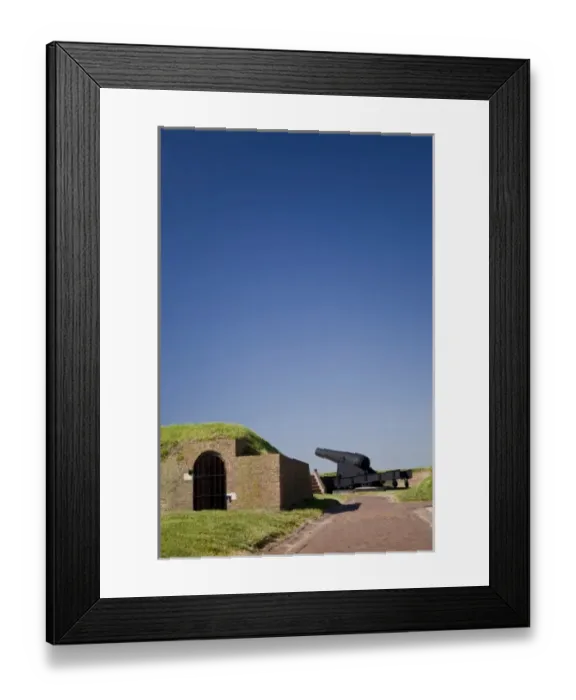 Framed Print : USA, MD, Baltimore. Large cannons aim out towards the harbor around Fort McHenry