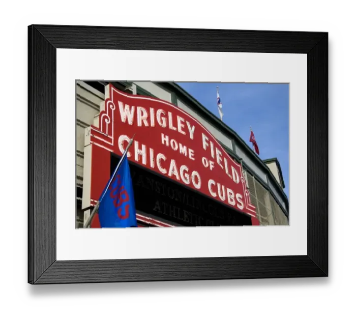 Framed Print : Famous marquee sign of Wrigley Field in Chicago, Illinois, USA