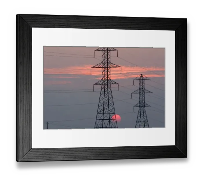 Framed Print : High voltage electric transmission lines at sunset in Boise, Idaho Framed Print : High voltage electric transmission lines at sunset in Boise, Idaho