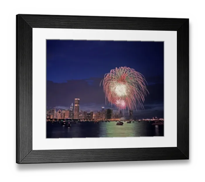 Framed Print : USA, Illinois, Chicago, Fourth of July fireworks over Monroe Harbor Framed Print : USA, Illinois, Chicago, Fourth of July fireworks over Monroe Harbor