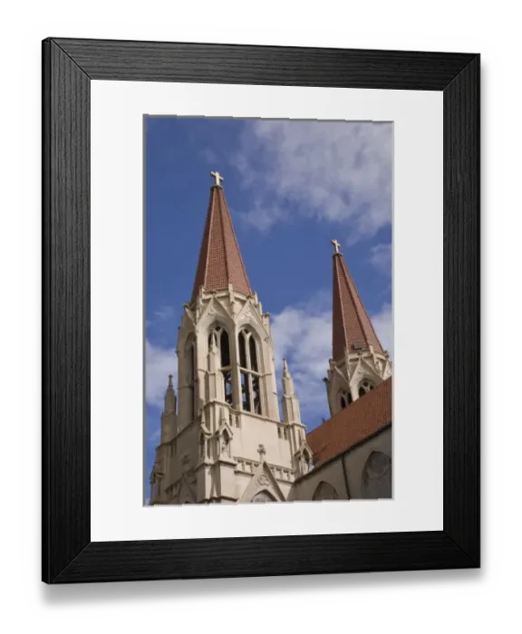 Framed Print : USA, Montana, Helena. Two steeples on Saint-Helena Cathedral