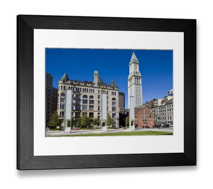 Framed Print : USA, Massachusetts, Boston. Atlantic Avenue Greenway and Customs House Framed Print : USA, Massachusetts, Boston. Atlantic Avenue Greenway and Customs House