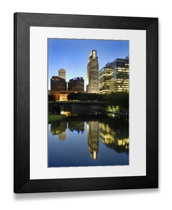 Framed Print : The skyline of downtown Omaha comes alive at dusk Framed Print : The skyline of downtown Omaha comes alive at dusk