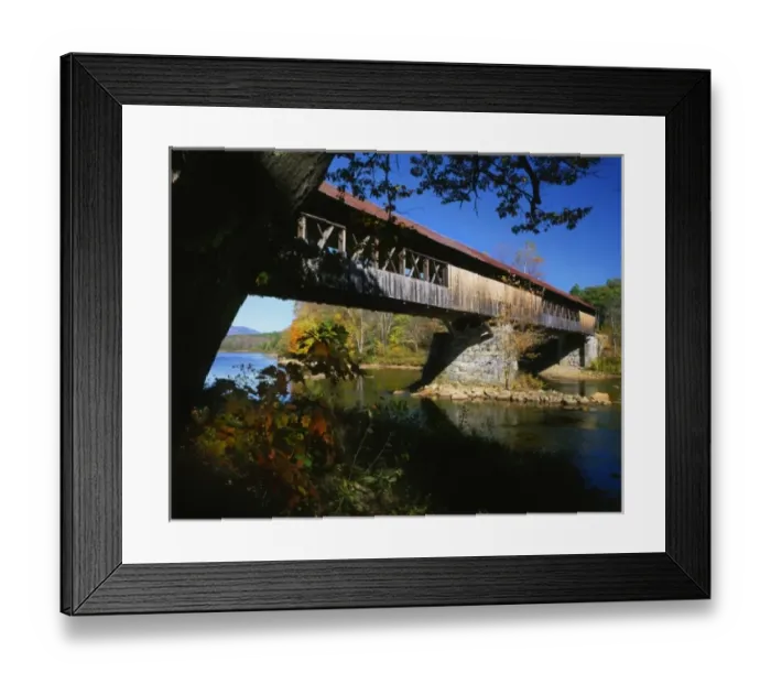 Framed Print : USA, New Hampshire, Campton. Blair Bridge spanning the Pemigewasset River