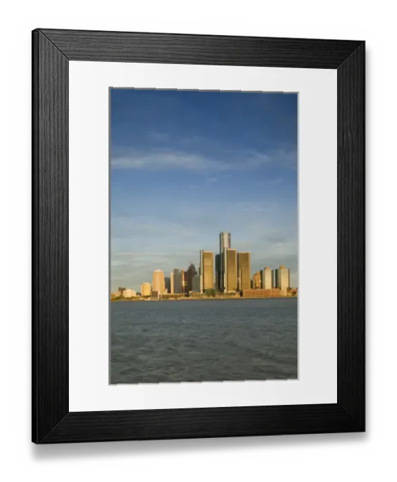 Framed Print : USA, Michigan, Detroit: City Skyline & Renaissance Center and General Motors World
