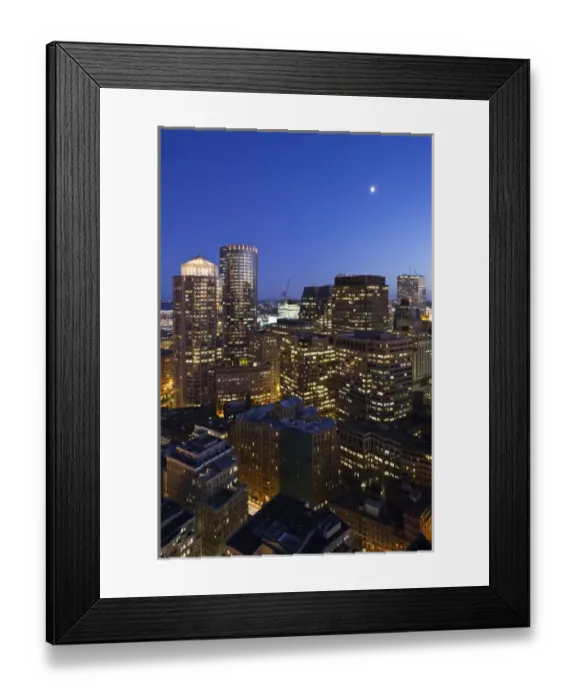 Framed Print : USA, Massachusetts, Boston. High angle view of the Financial District from Marriott