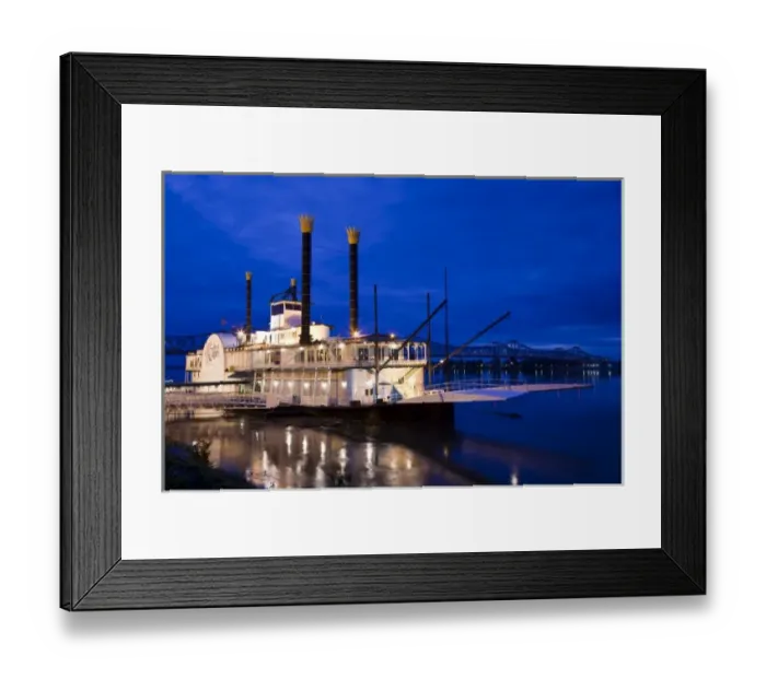 Framed Print : USA, Mississippi, Natchez. Isle of Capri Casino riverboat on Mississippi River, dusk Framed Print : USA, Mississippi, Natchez. Isle of Capri Casino riverboat on Mississippi River, dusk