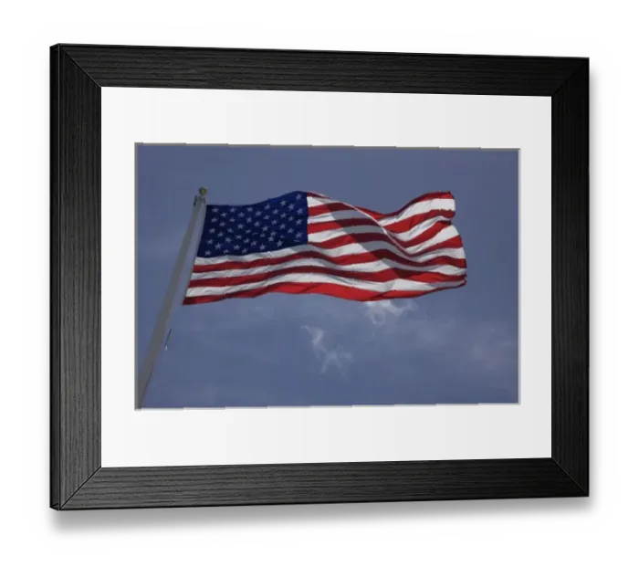 Framed Print : North America, USA, Hawaii, O ahu, Pearl Harbor. An American Flag waving in the wind