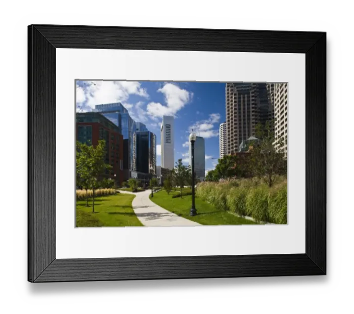 Framed Print : USA, Massachusetts, Boston. Atlantic Avenue Greenway and Financial District Framed Print : USA, Massachusetts, Boston. Atlantic Avenue Greenway and Financial District