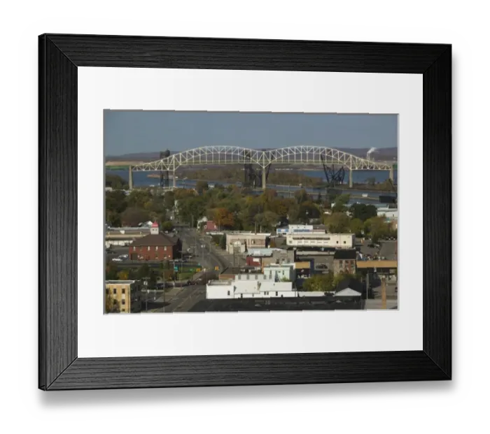 Framed Print : USA, Michigan, Upper Peninsula, Sault Saint Marie: City Overview from the Tower of