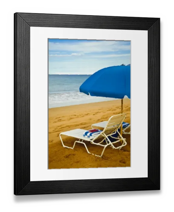 Framed Print : USA, Hawaii, Maui. Beach umbrellas and chairs wait for vacationers Framed Print : USA, Hawaii, Maui. Beach umbrellas and chairs wait for vacationers