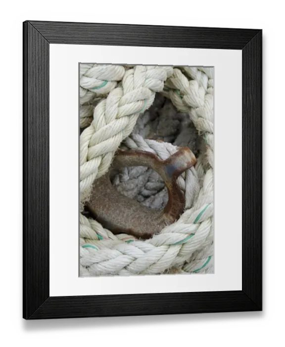 Framed Print : Massachusetts, Marthas Vineyard, Vineyard Heaven. Boat rope on dock