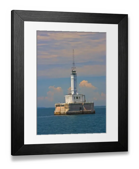 Framed Print : A view of Grays Reef Lighthouse in Northern Lake Michigan; between Sturgeon Bay Framed Print : A view of Grays Reef Lighthouse in Northern Lake Michigan; between Sturgeon Bay