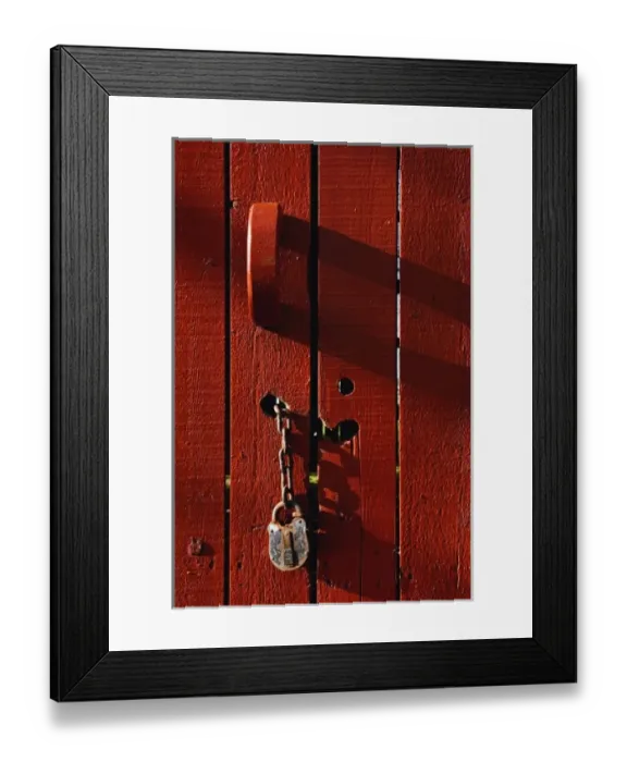 Framed Print : Red door with lock and chain, Kentucky Horse Park, Lexington, Kentucky Framed Print : Red door with lock and chain, Kentucky Horse Park, Lexington, Kentucky