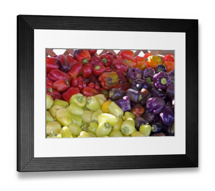 Framed Print : A colorful display of peppers at a roadside fruit stand in Fruitland, Idaho Framed Print : A colorful display of peppers at a roadside fruit stand in Fruitland, Idaho