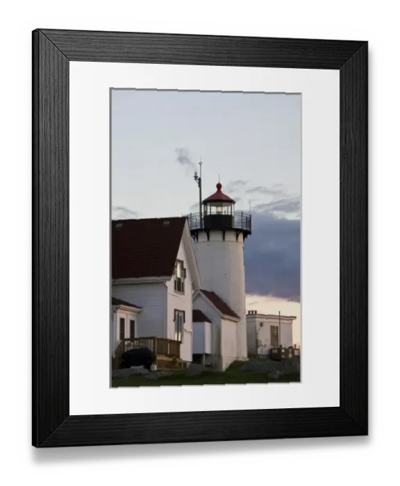 Framed Print : USA, Massachusetts, Cape Ann, Gloucester. Eastern Point Lighthouse, dusk Framed Print : USA, Massachusetts, Cape Ann, Gloucester. Eastern Point Lighthouse, dusk