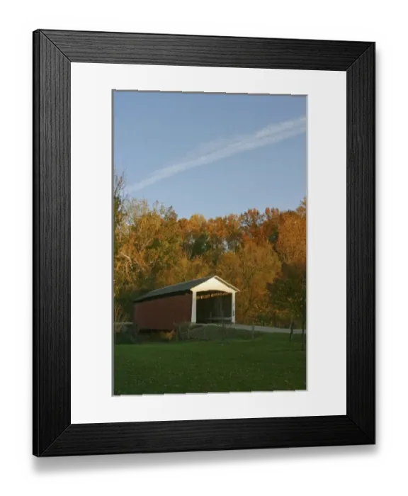 Framed Print : USA, Indiana, Billie Creek Village during the Covered Bridge Festival in fall