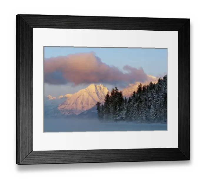 Framed Print : Fog rises from Lake McDonald on a very cold afternoon in Glacier National Park in Montana