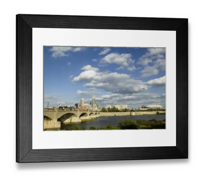 Framed Print : USA, Indiana, Indianapolis: City Skyline from White River Park / Late Afternoon Framed Print : USA, Indiana, Indianapolis: City Skyline from White River Park / Late Afternoon