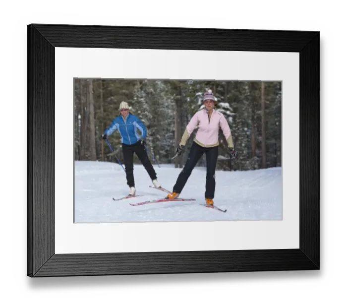 Framed Print : Cross country skiers on the Rendezvous ski trails in West Yellowstone, Montana, USA (MR)