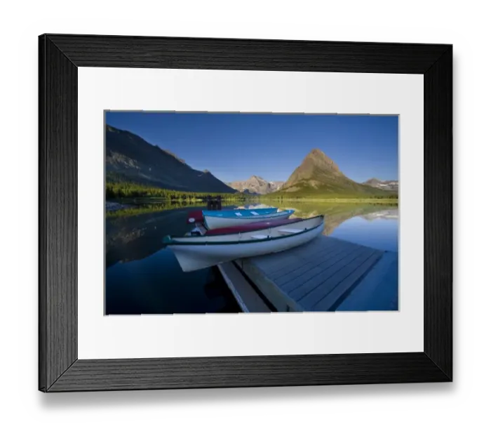 Framed Print : Rental watercraft at Many Glacier Hotel in Glacier National Park in Montana Framed Print : Rental watercraft at Many Glacier Hotel in Glacier National Park in Montana