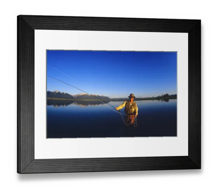 Framed Print : Fly fishing at Ninepipes NWR in the Mission Valley of Montana. (MR)