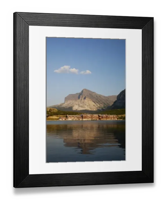 Framed Print : USA, Montana, Glacier National Park, Many Glacier Hotel and Swiftcurrent Lake