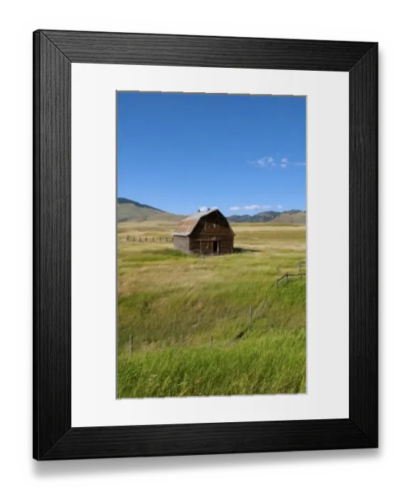 Framed Print : Old barn and field in remote Butte Montana Framed Print : Old barn and field in remote Butte Montana