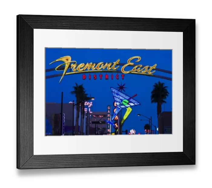 Framed Print : USA, Nevada, Las Vegas. Fremont East Area, neon casino signs, dusk Framed Print : USA, Nevada, Las Vegas. Fremont East Area, neon casino signs, dusk
