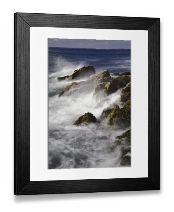 Framed Print : Long exposure of wave crashing against rocky coastline, Acadia National Park, Maine Framed Print : Long exposure of wave crashing against rocky coastline, Acadia National Park, Maine