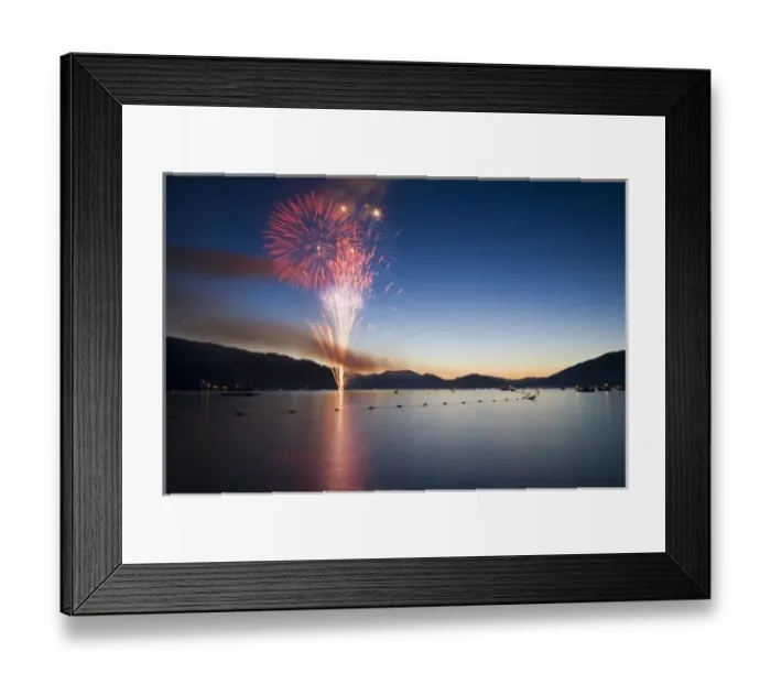 Framed Print : The 4th of July Fireworks display from Whitefish City Beach in Montana Framed Print : The 4th of July Fireworks display from Whitefish City Beach in Montana