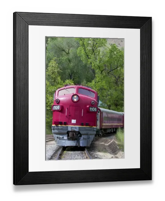 Framed Print : The Thunder Mountain Line scenic tourist train traveling along the Payette River Framed Print : The Thunder Mountain Line scenic tourist train traveling along the Payette River