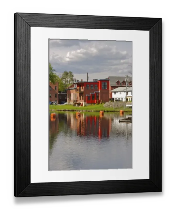 Framed Print : USA, Massachusetts, Shelburne Falls. Looking towards Shelburne Village buildings