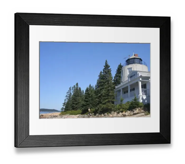 Framed Print : USA, Maine, Schoodic Peninsula. A home with a lighthouse-shaped tower above the rocky