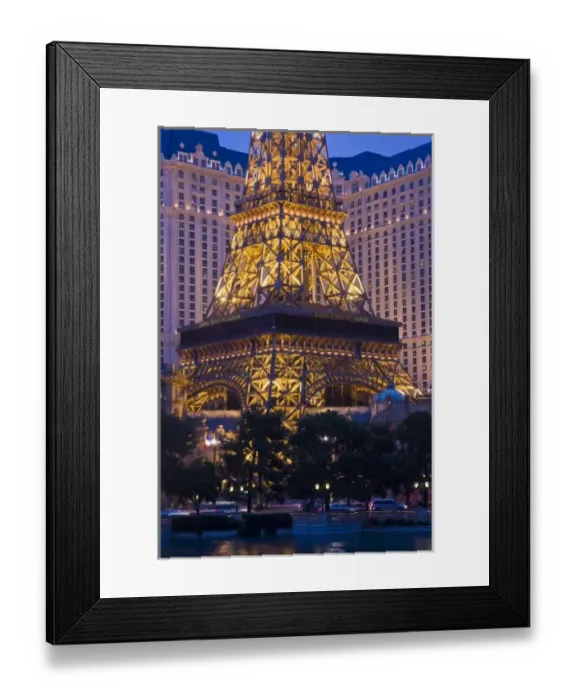 Framed Print : USA, Nevada, Las Vegas. Paris Las Vegas Hotel and Casino Eiffel Tower, evening Framed Print : USA, Nevada, Las Vegas. Paris Las Vegas Hotel and Casino Eiffel Tower, evening