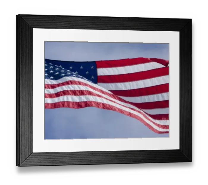 Framed Print : Rockport, Maine. American flg on pole