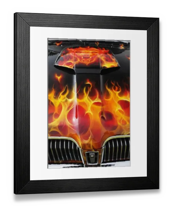 Framed Print : Flames on hood of custom Mercury Cougar, Louisville, Kentucky Framed Print : Flames on hood of custom Mercury Cougar, Louisville, Kentucky