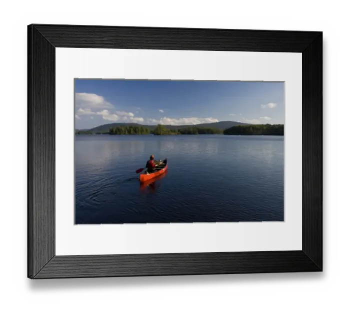 Framed Print : Canoeing on Prong Pond near Moosehead Lake in Maine USA (MR)
