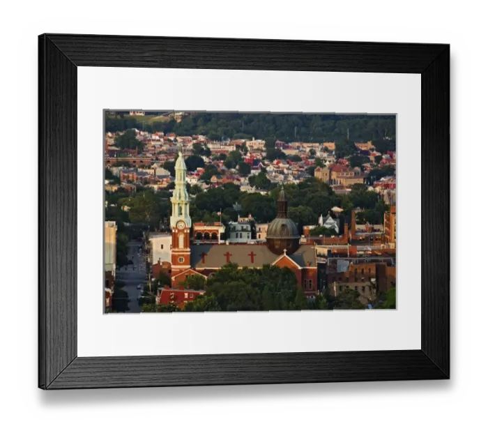 Framed Print : View of historic Covington and church steeple, Kentucky from Devou Park, Covington, Kentucky Framed Print : View of historic Covington and church steeple, Kentucky from Devou Park, Covington, Kentucky